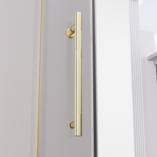 Душевая дверь распашная Veconi Premium Alassio G, 1500х2000, брашированное золото, стекло прозрачное осветленное